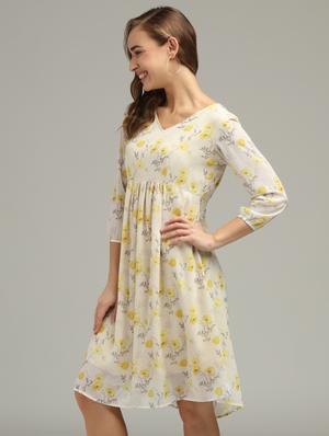 v-neck floral fit & flare dress - 17496659 - Standard Image - 2