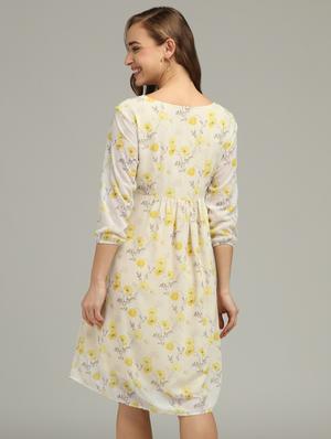 v-neck floral fit & flare dress - 17496659 - Standard Image - 3