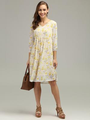 v-neck floral fit & flare dress - 17496659 - Standard Image - 4