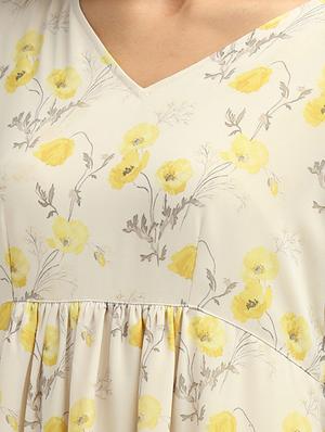 v-neck floral fit & flare dress - 17496659 - Standard Image - 5
