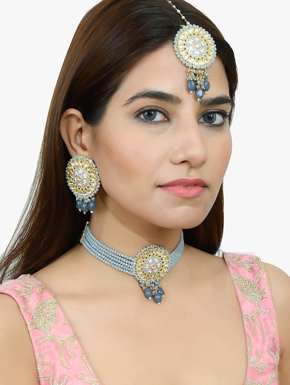 gold brass choker necklace - 17498193 - Zoom Image - 7