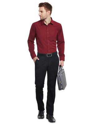 maroon solid formal shirt - 17498206 - Standard Image - 4