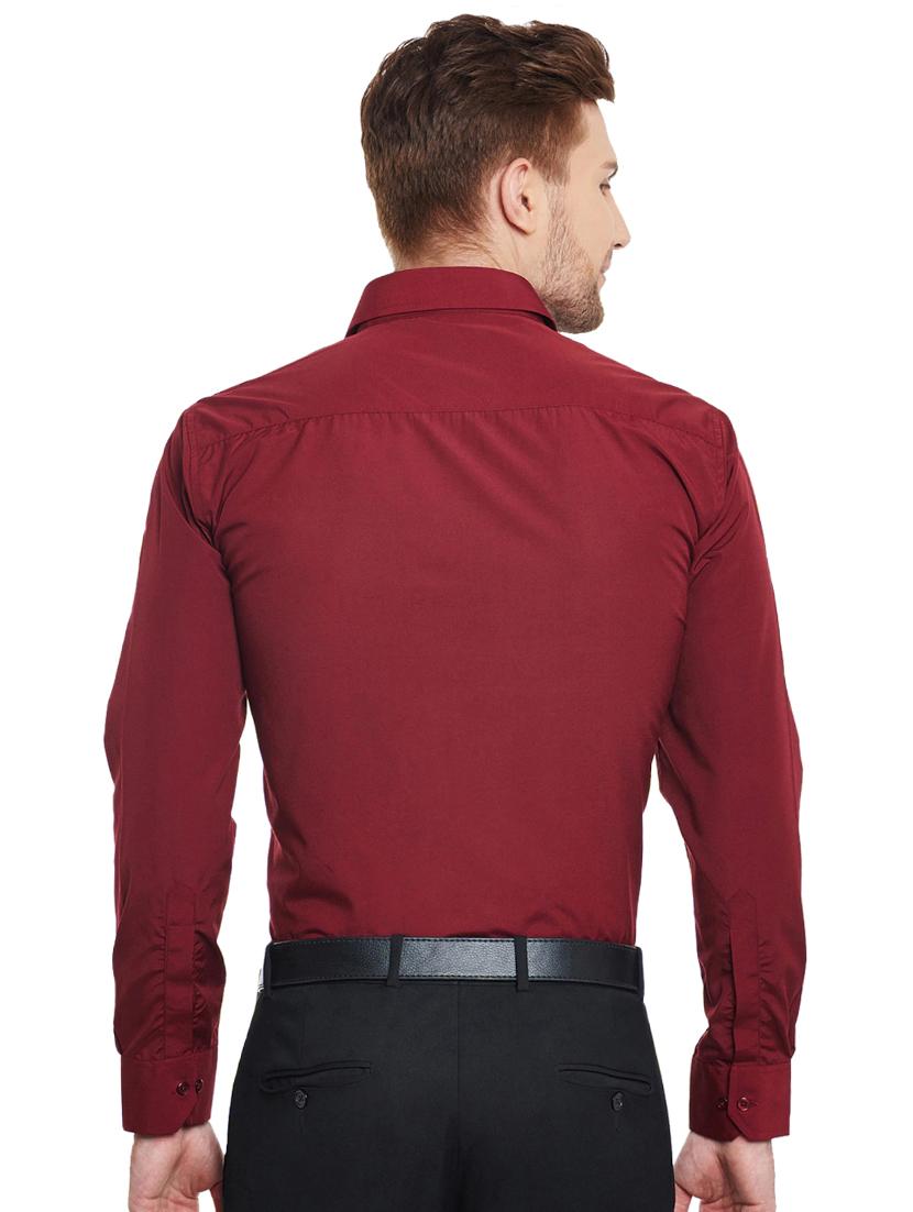 maroon solid formal shirt - 17498206 - Zoom Image - 3