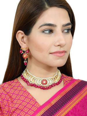 red tone gold brass short necklace - 17498477 - Standard Image - 6