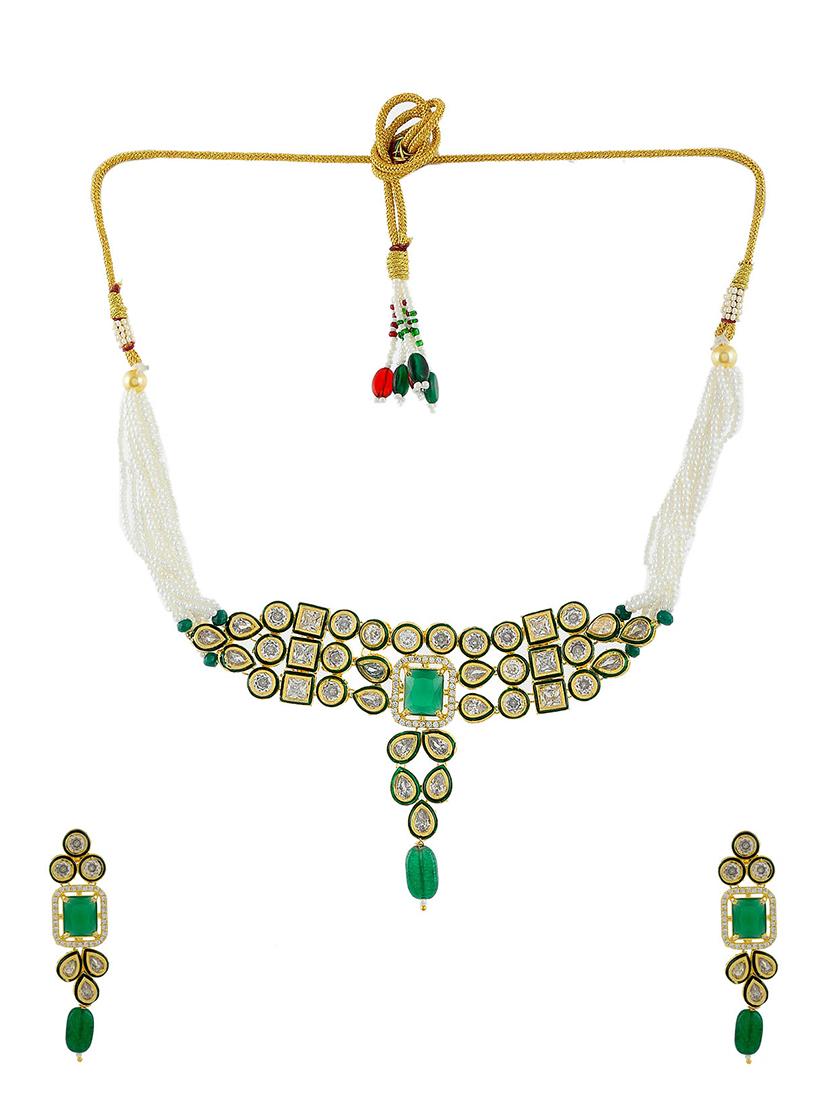 green tone gold brass choker necklace - 17498481 - Zoom Image - 2