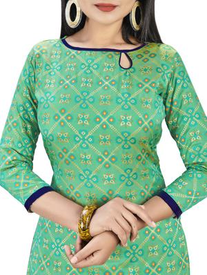 green silk blend churidaar suits unstitched suit - 17498518 - Standard Image - 4