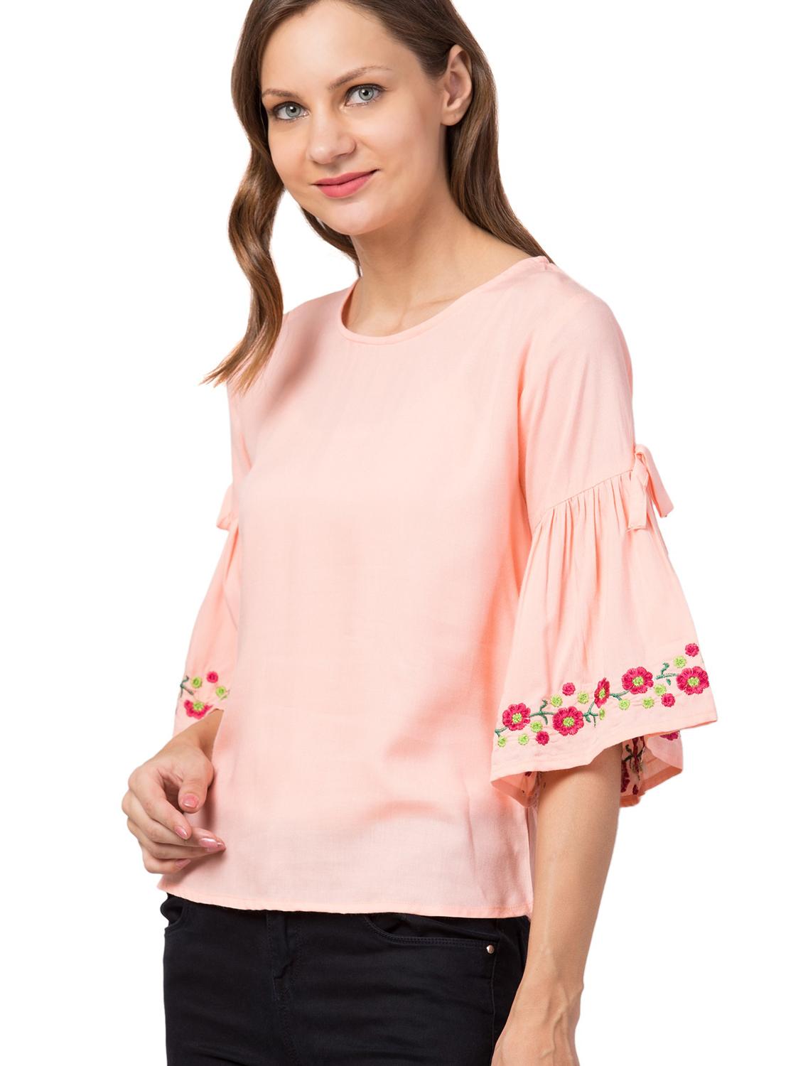embroidered bell sleeves top - 17498639 - Zoom Image - 2