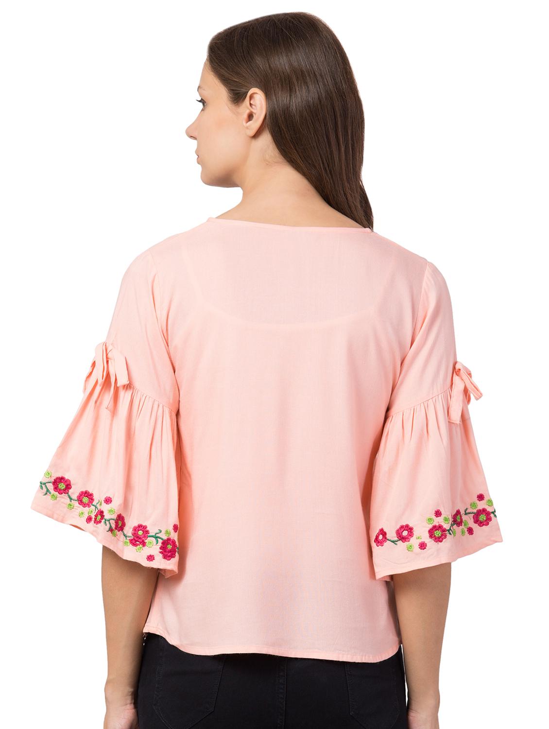 embroidered bell sleeves top - 17498639 - Zoom Image - 3