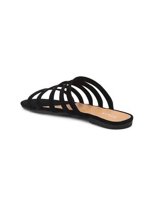 black velvet slip on sandals - 17498681 - Standard Image - 3