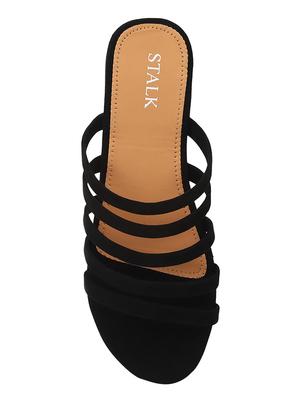 black velvet slip on sandals - 17498681 - Standard Image - 4
