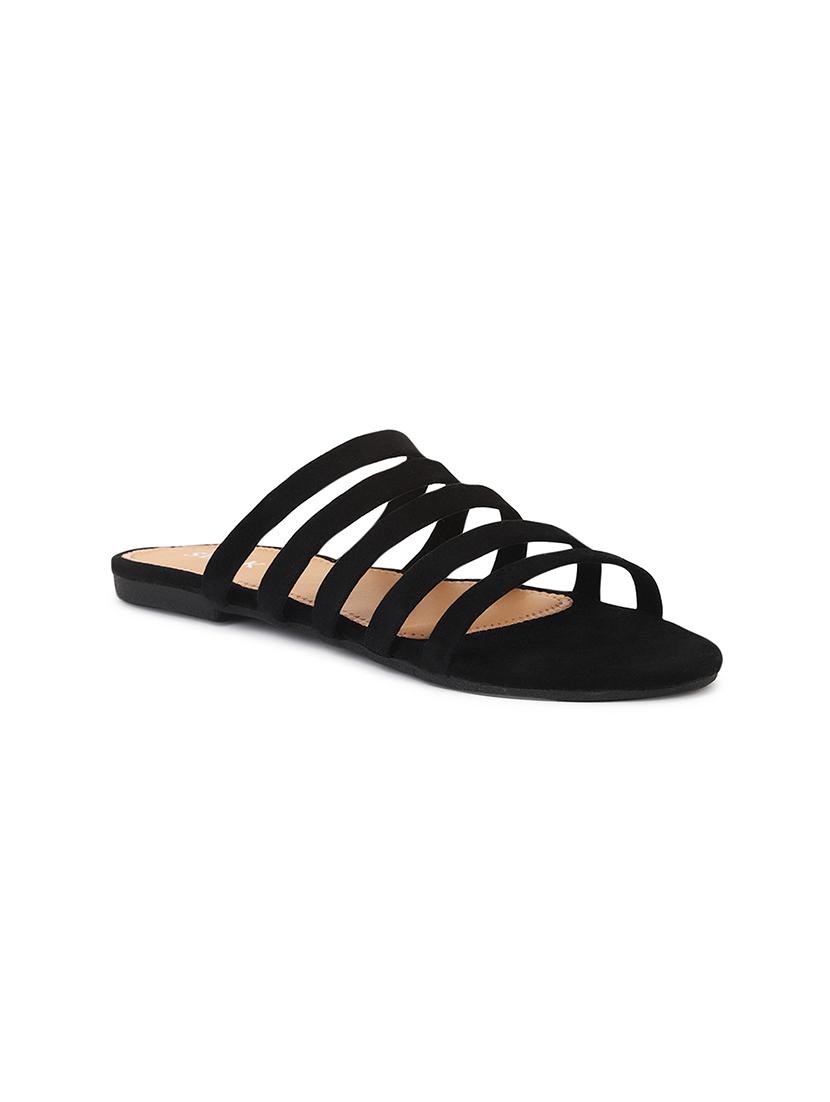 black velvet slip on sandals - 17498681 - Zoom Image - 1