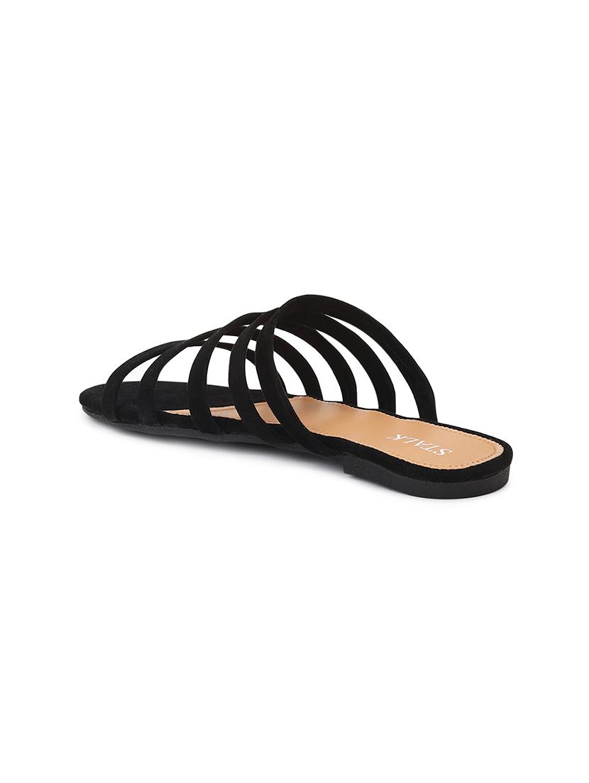 black velvet slip on sandals - 17498681 - Zoom Image - 3