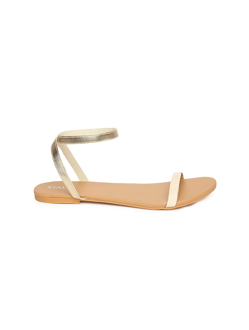 gold synthetic ankle strap sandals - 17498683 - Zoom Image - 2