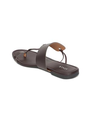 brown leatherette toe separator sandals - 17498716 - Standard Image - 3