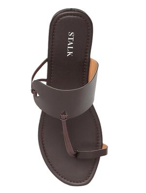 brown leatherette toe separator sandals - 17498716 - Standard Image - 4