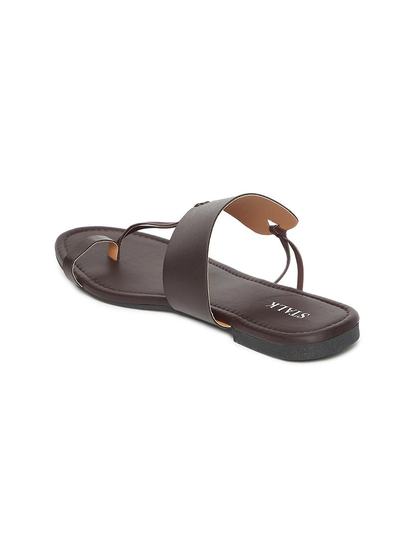 brown leatherette toe separator sandals - 17498716 - Zoom Image - 3
