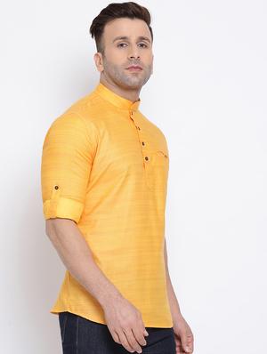 yellow solid short kurta - 17499026 - Standard Image - 2