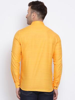 yellow solid short kurta - 17499026 - Standard Image - 3