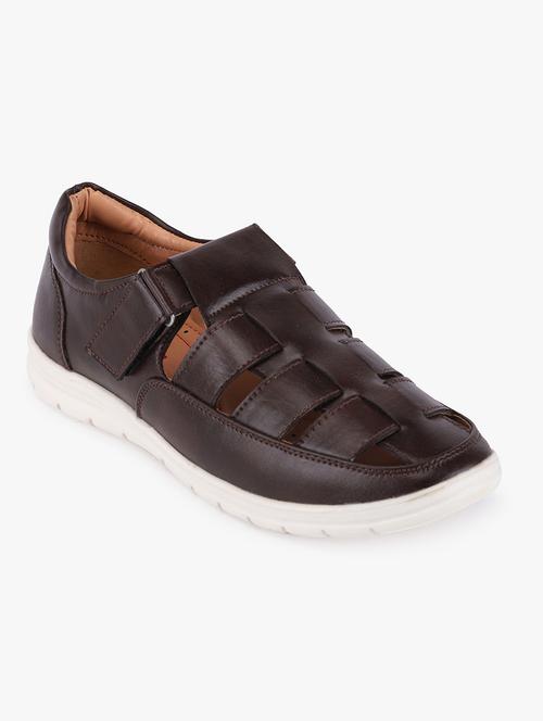 brown synthetic & mesh sandals - 17499144 - Standard Image - 1