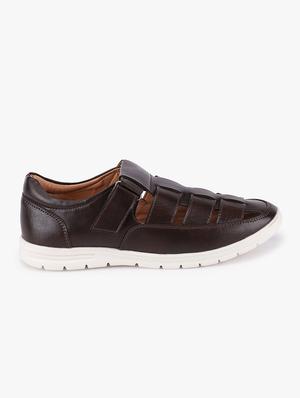 brown synthetic & mesh sandals - 17499144 - Standard Image - 2