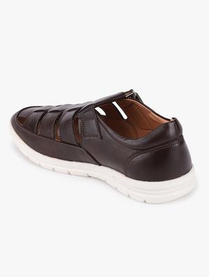 brown synthetic & mesh sandals - 17499144 - Standard Image - 3
