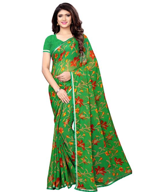 floral printed saree with blouse - 17499488 - Standard Image - 1