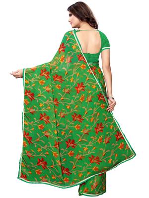 floral printed saree with blouse - 17499488 - Standard Image - 2