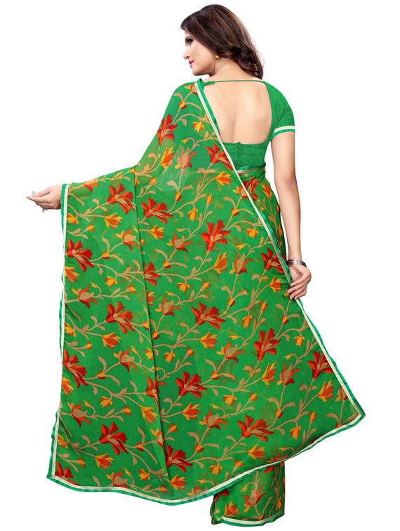 floral printed saree with blouse - 17499488 - Zoom Image - 2