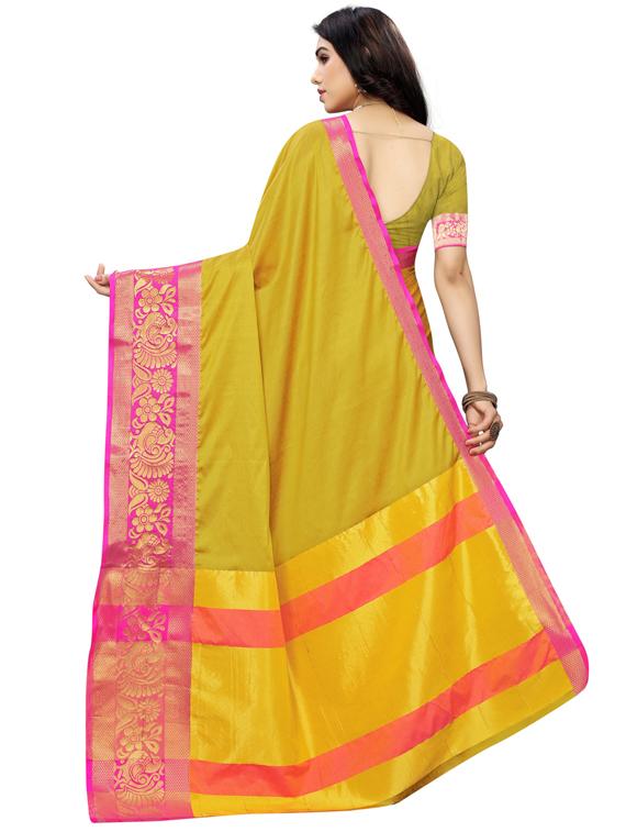 mustard banarasi saree with blouse - 17499501 - Zoom Image - 2