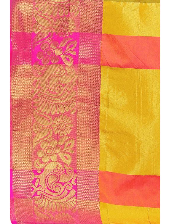 mustard banarasi saree with blouse - 17499501 - Zoom Image - 4
