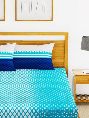 bianca 210tc satin 100% cotton king-size double bedsheet with 2 pillow cover - double-mercerized finish -3pc set - 17499807 - Standard Image - 3