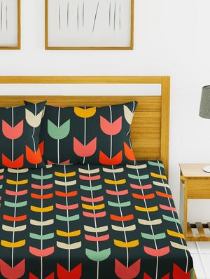 austin 110gsm micro-peached double bedsheet with 2 pillow cover - deep colors & soft-finish fabric -3pc set - 17499950 - Standard Image - 3