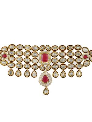 red tone gold brass choker necklace - 17500071 - Standard Image - 3