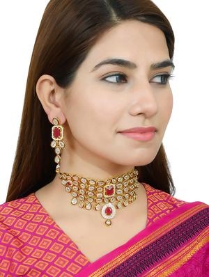 red tone gold brass choker necklace - 17500071 - Standard Image - 6