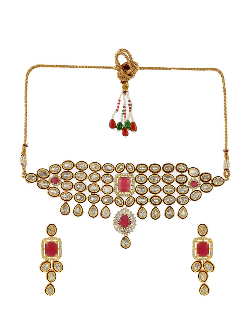 red tone gold brass choker necklace - 17500071 - Zoom Image - 1