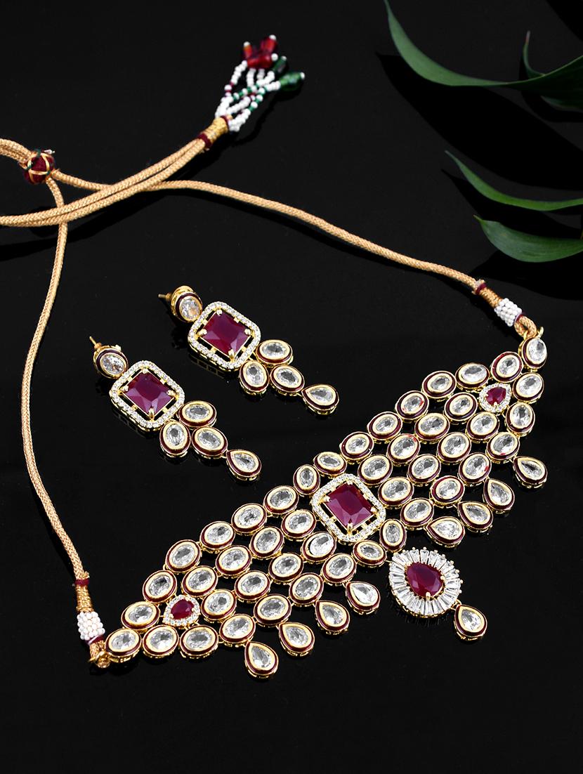 red tone gold brass choker necklace - 17500071 - Zoom Image - 2