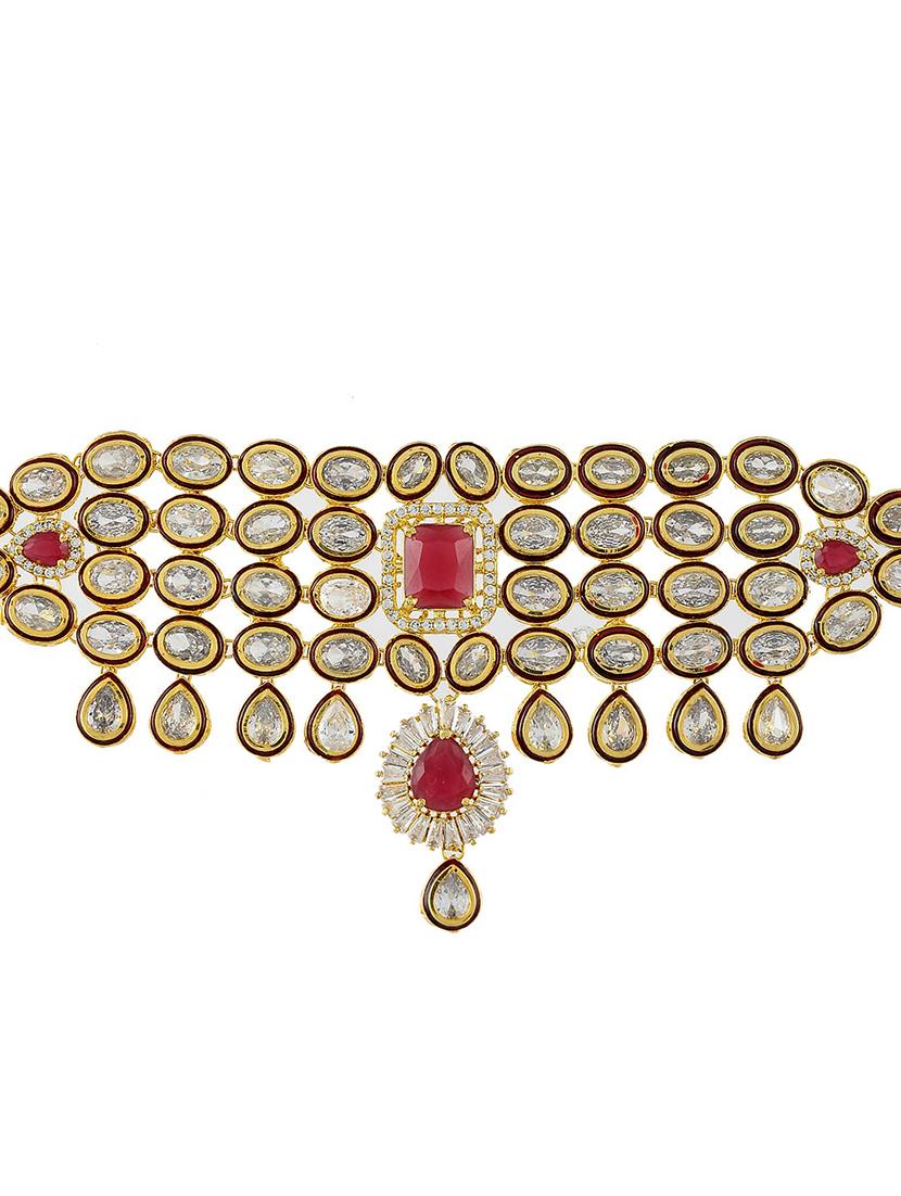 red tone gold brass choker necklace - 17500071 - Zoom Image - 3