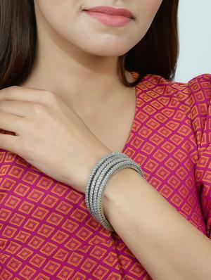 silver brass bangle - 17500176 - Standard Image - 7