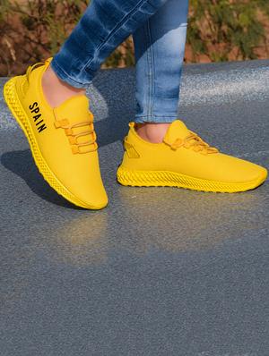 yellow mesh sport shoes - 17500354 - Standard Image - 2