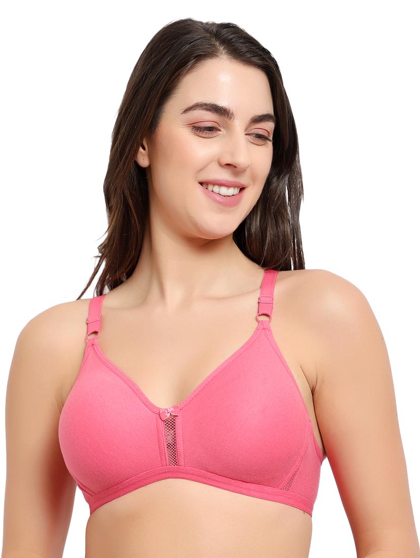 pink poly lycra tshirt bra - 17501345 - Zoom Image - 1