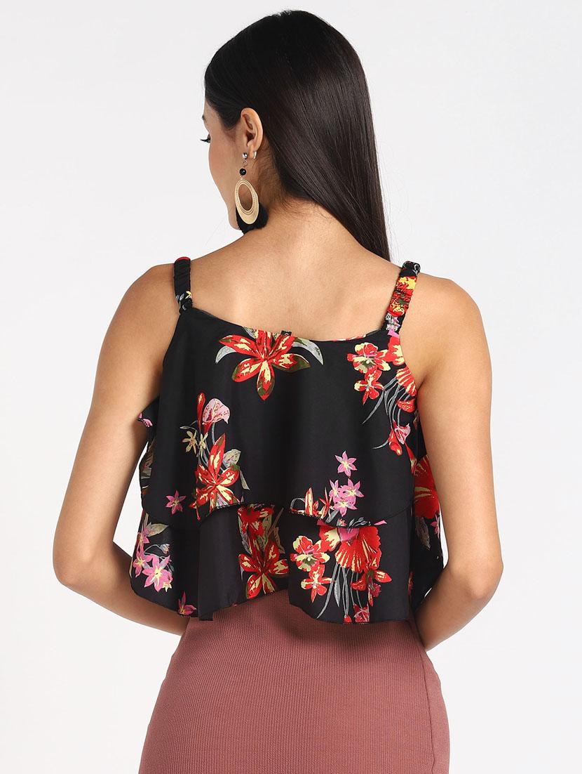 black crepe crop top - 17501460 - Zoom Image - 3