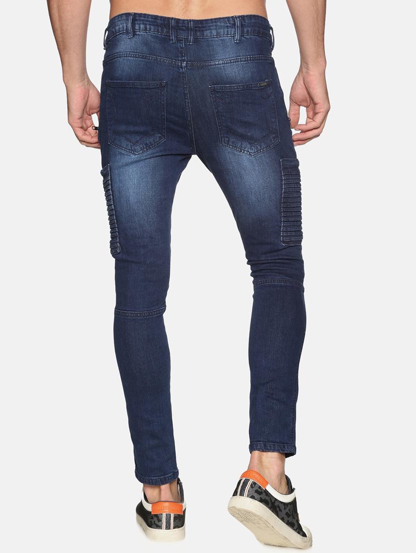 blue washed ripped biker denim jeans - 17501684 - Zoom Image - 3