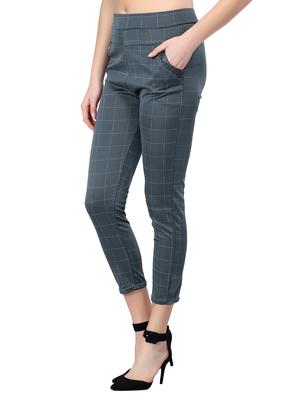 high rise checked flat front trousers - 17502112 - Standard Image - 2