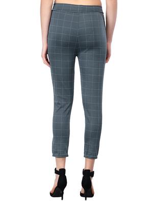 high rise checked flat front trousers - 17502112 - Standard Image - 3