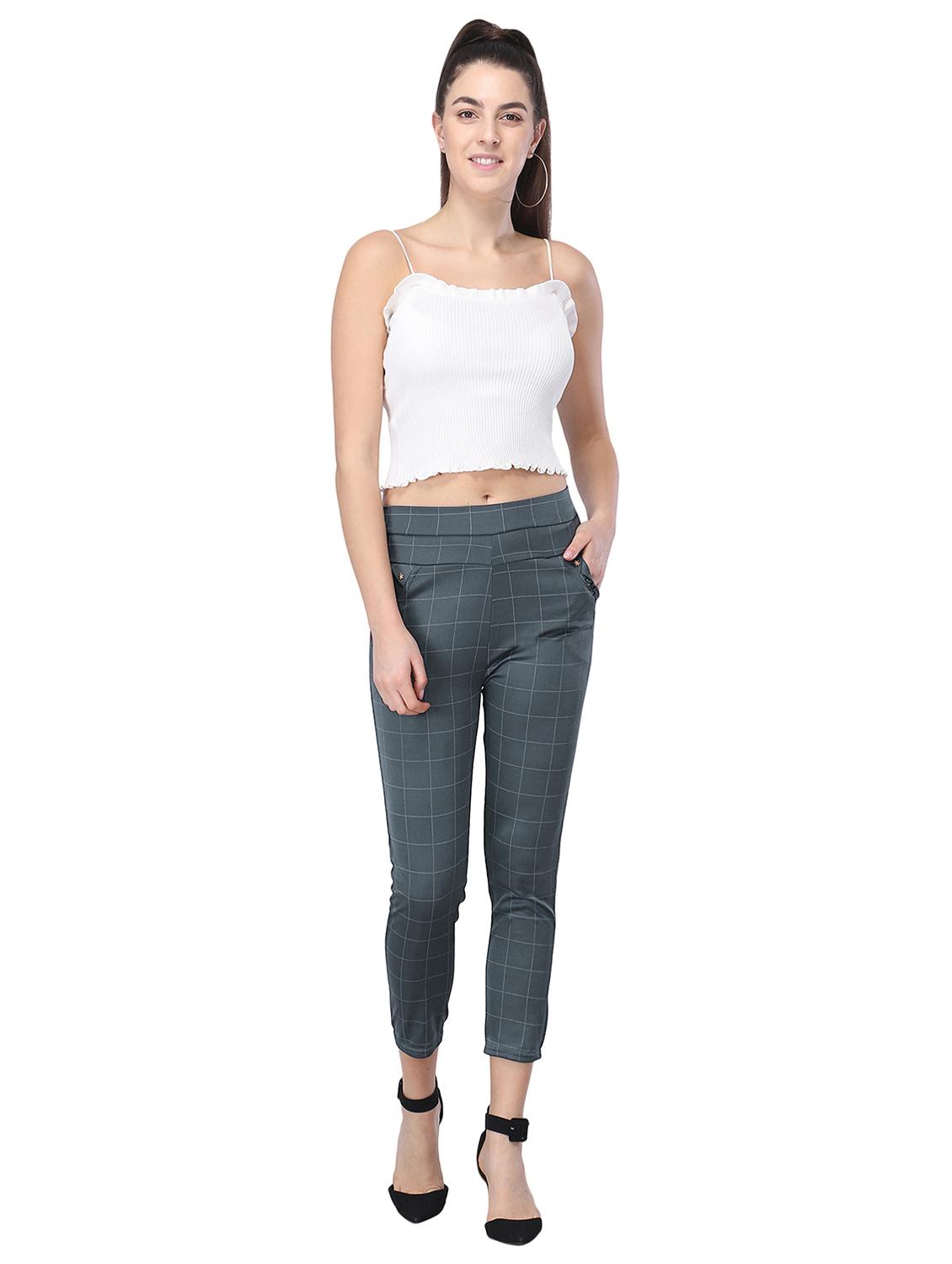 high rise checked flat front trousers - 17502112 - Zoom Image - 4