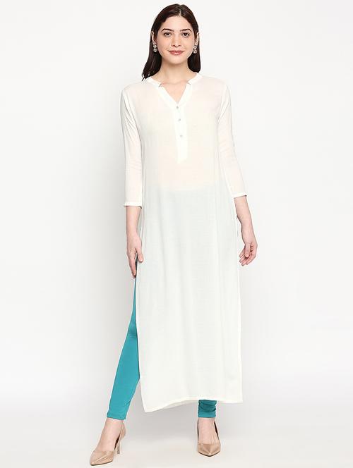 solid straight kurta - 17502121 - Standard Image - 1