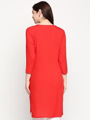 solid straight kurta - 17502128 - Standard Image - 3