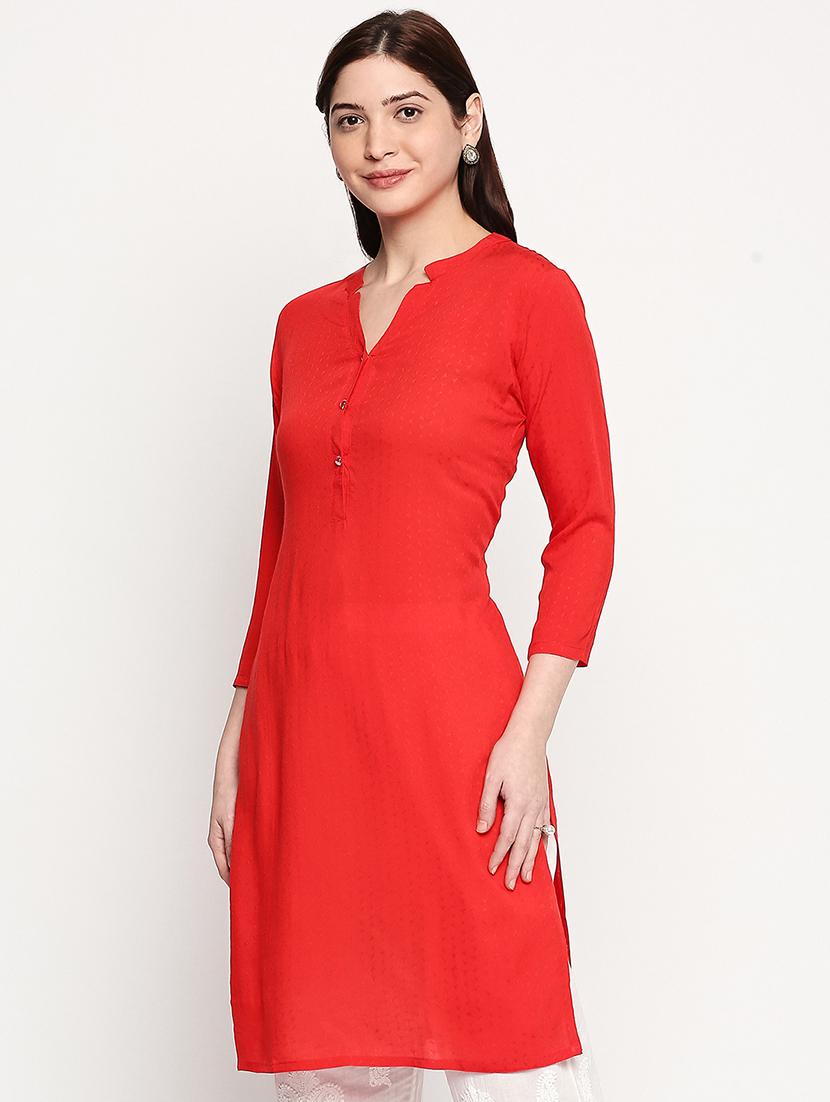 solid straight kurta - 17502128 - Zoom Image - 2