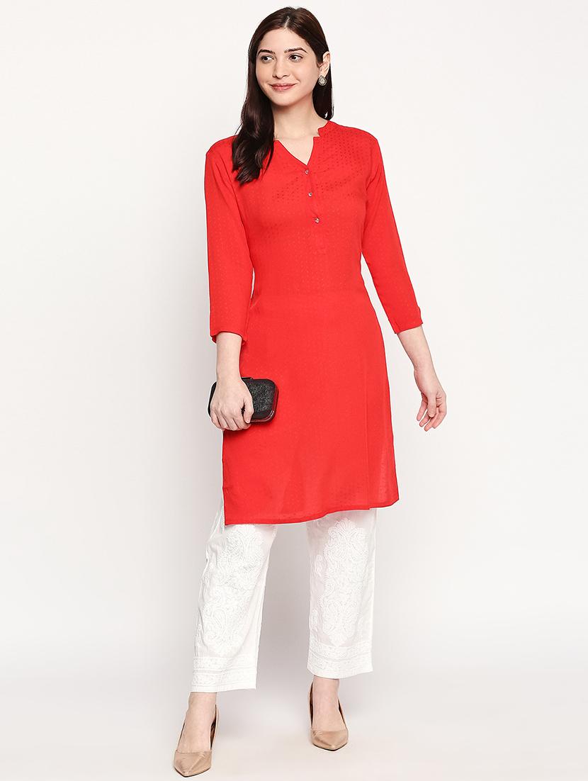 solid straight kurta - 17502128 - Zoom Image - 4