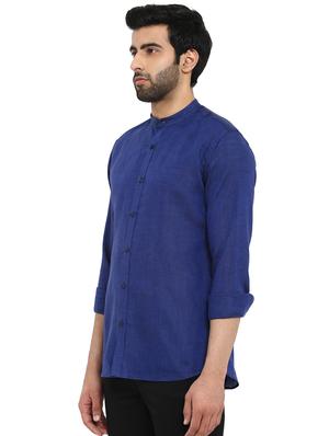 blue solid casual shirt - 17502264 - Standard Image - 2